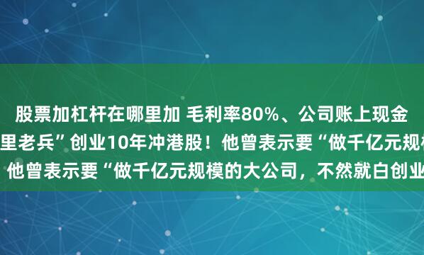 股票加杠杆在哪里加 毛利率80%、公司账上现金4.4亿美元，36岁“阿里老兵”创业10年冲港股！他曾表示要“做千亿元规模的大公司，不然就白创业了”